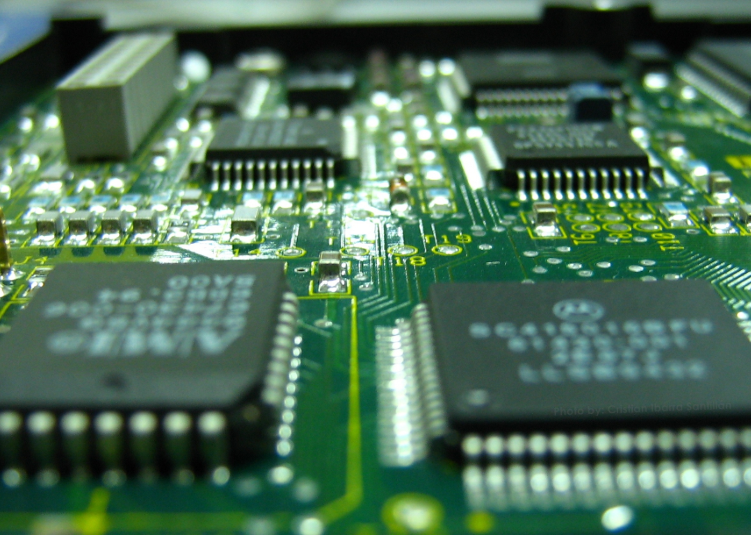 A board of semiconductor chips.