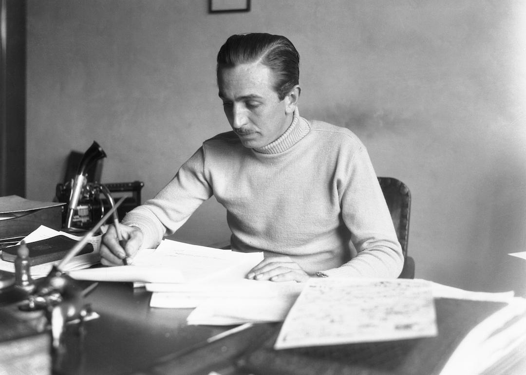 Walt Disney at his desk in his studio in 1933.