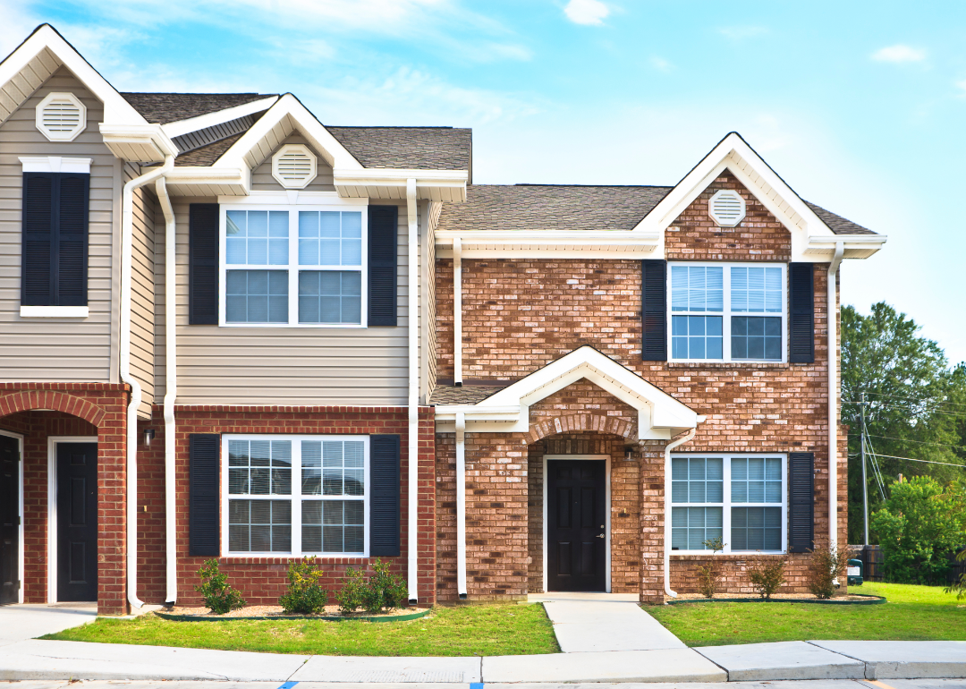 Exterior of a brick semi-detached home.