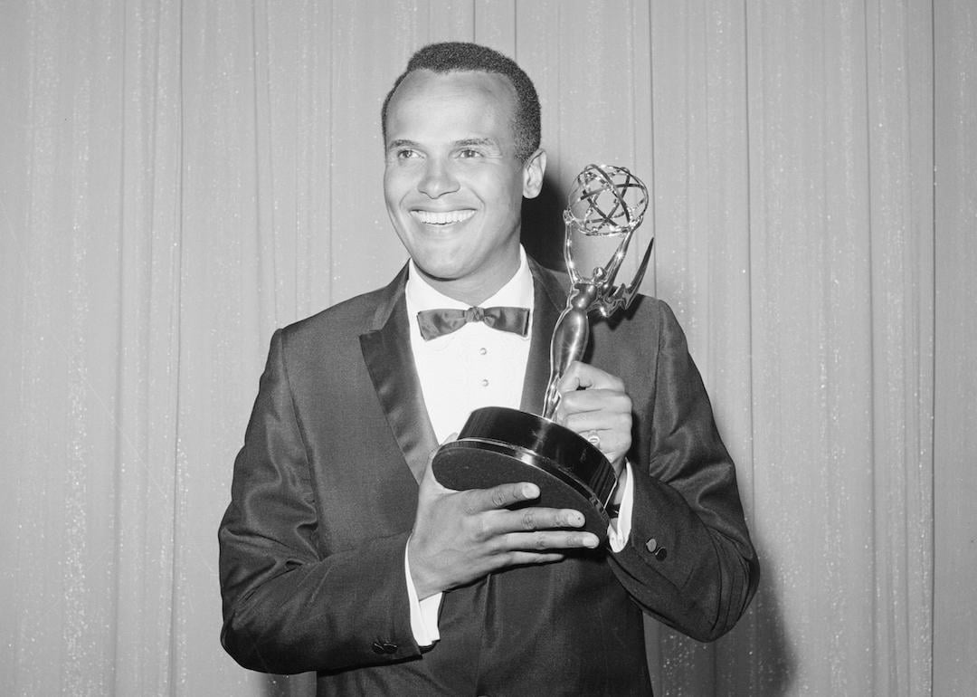 Harry Belafonte with his Emmy Award in 1960.