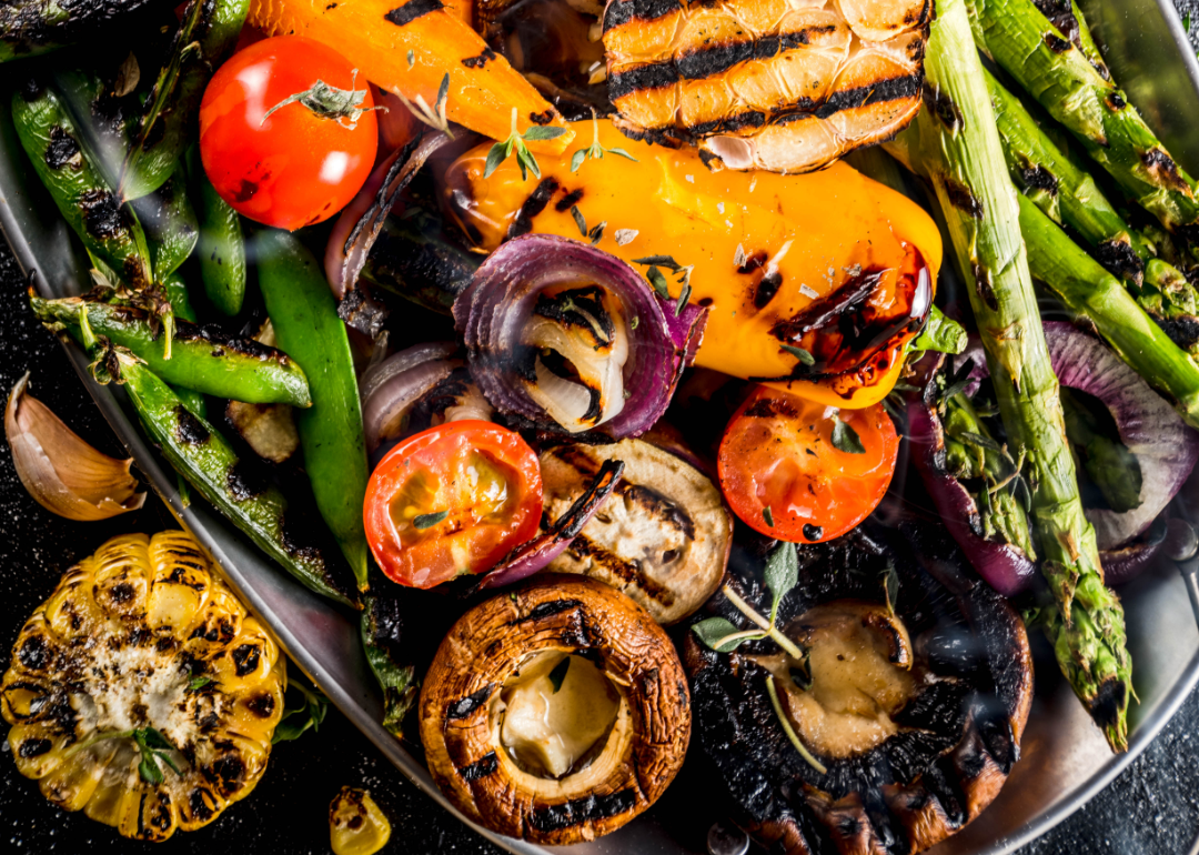 A variety of grilled vegetables.