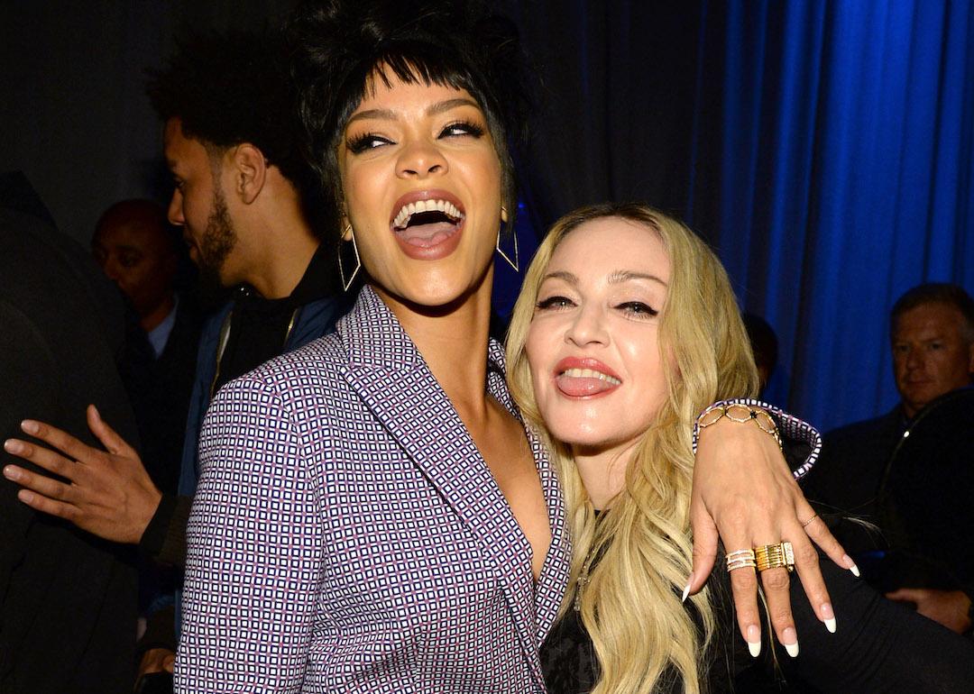 Rihanna and Madonna attend the Tidal launch event #TIDALforALL at Skylight at Moynihan Station on March 30, 2015 in New York City.