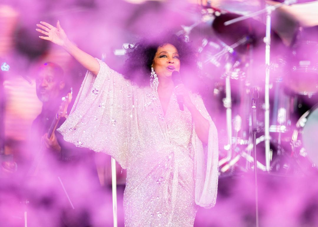 Diana Ross performs on the Pyramid Stage during the Glastonbury Festival at Worthy Farm, Pilton on June 26, 2022 in Glastonbury, England.