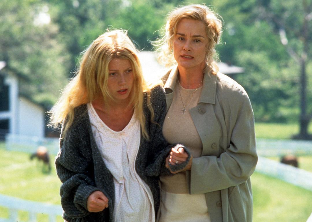 Actor Jessica Lange puts her arms around a distraught Gwyneth Paltrow in a scene from the 1998 drama film 'Hush.'