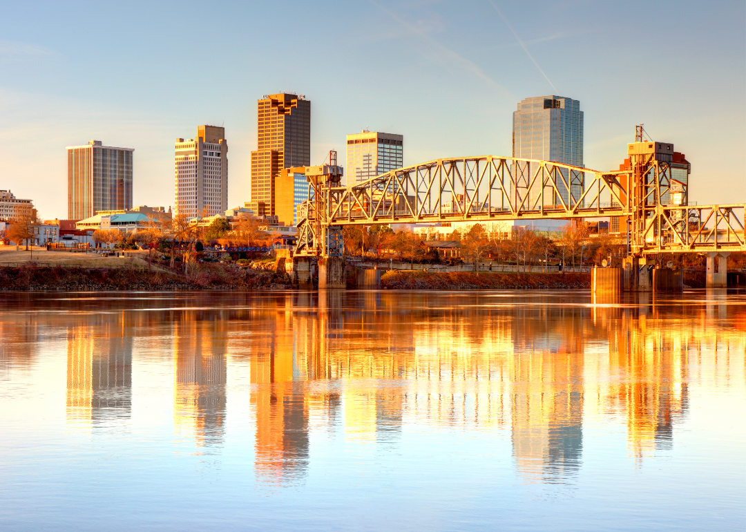 Skyline of Little Rock, Arkansas in Pulaski County.