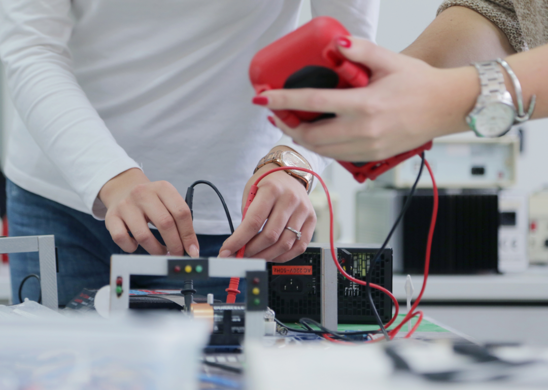 Students in training at technical college.