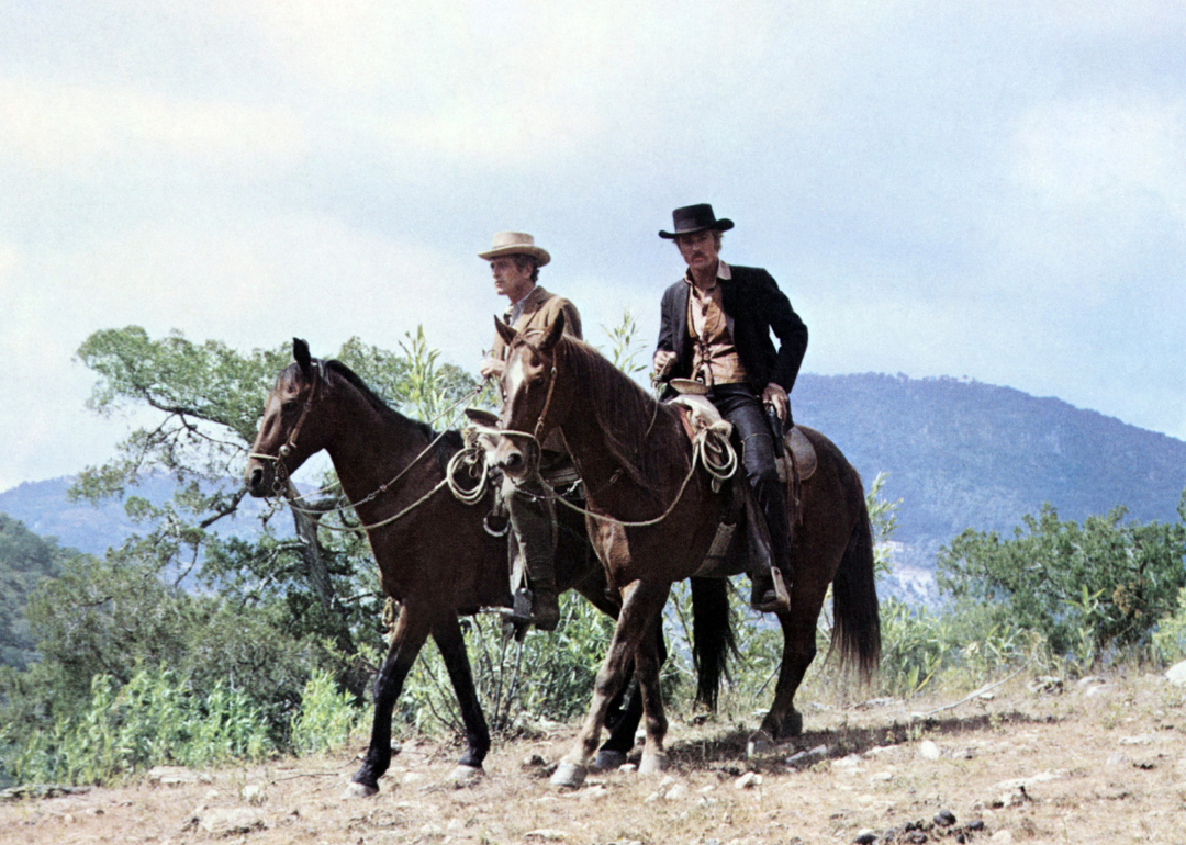 Actors Paul Newman (left) as Butch Cassidy and Robert Redford (right) as The Sundance Kid in a still from the film "Butch Cassidy and the Sundance Kid", 1969. 