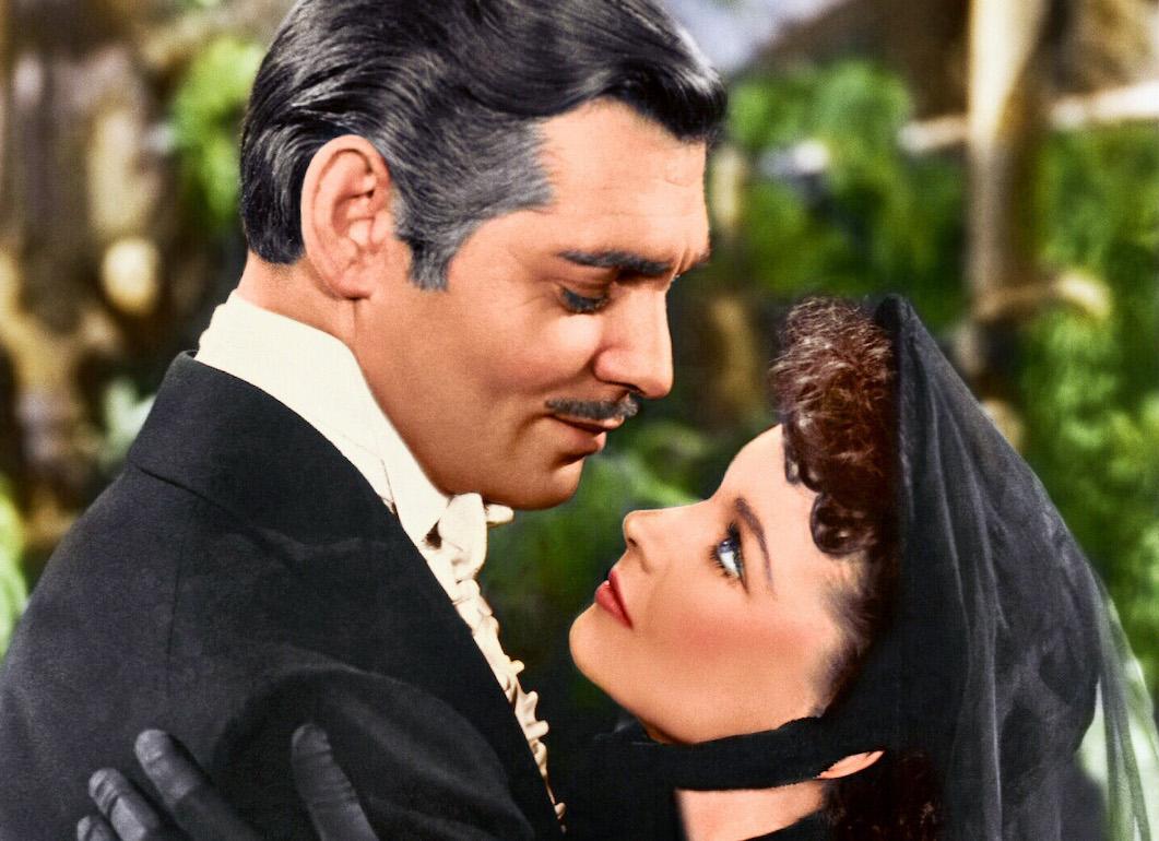 Clark Gable and Vivien Leigh in a publicity still for the 1939 film 'Gone with the Wind.'