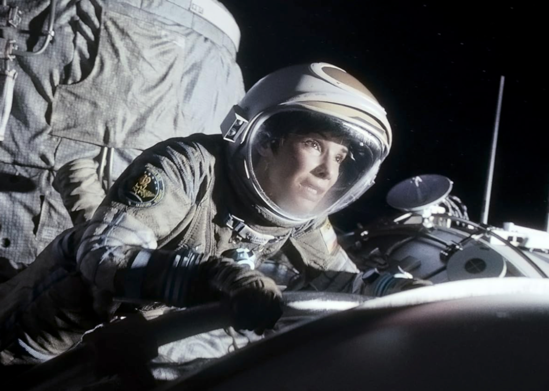 Actor Sandra Bullock in a space suit in a scene from 2013 film 'Gravity'