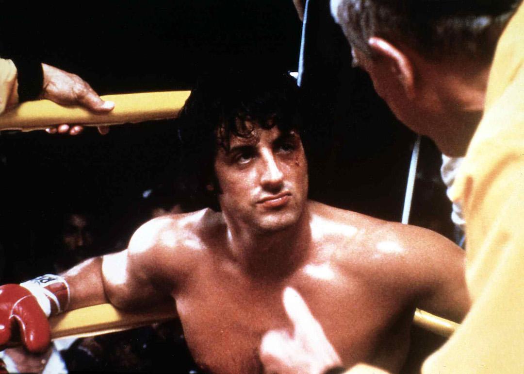 Actor Sylvester Stallone in the ring in the 1976 movie 'Rocky.'