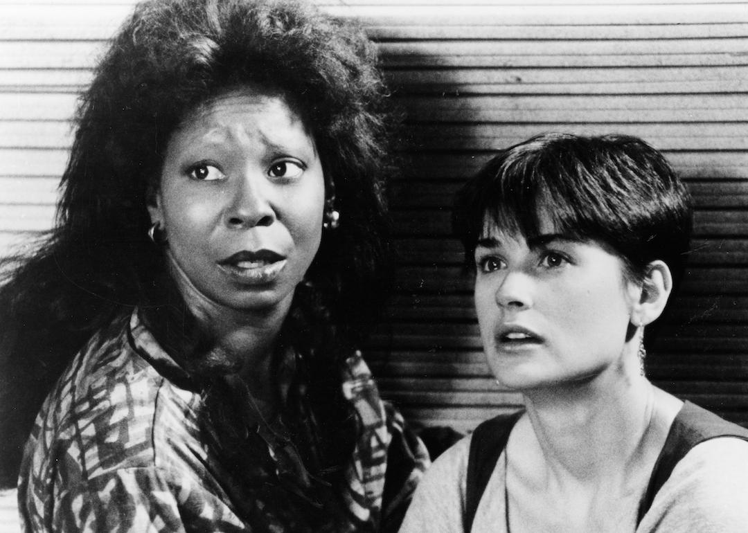 Psychic Oda Mae Brown (Whoopi Goldberg) and Molly Jensen (Demi Moore) in the suspense thriller 'Ghost.'