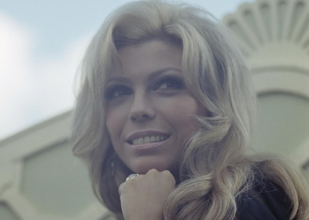 Singer and actor Nancy Sinatra poses at a hotel roof garden in London in 1967.