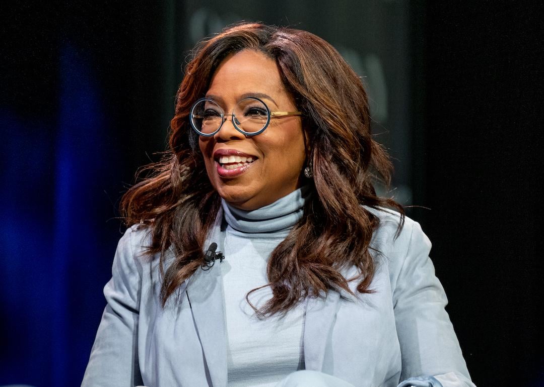 Oprah Winfrey in a powder blue suit at The 92nd Street Y, New York on Sept. 12, 2023 in New York City.