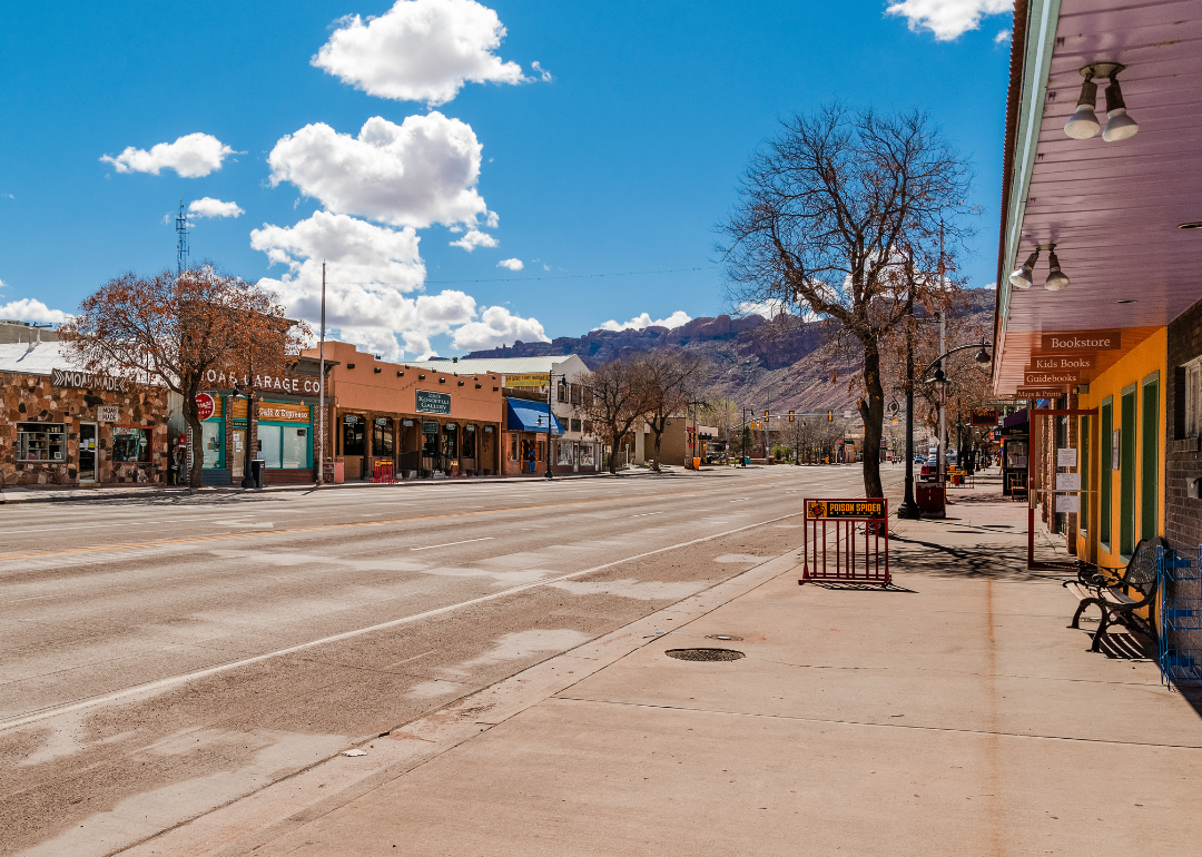 A empty small town street in Utah