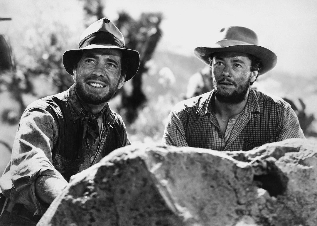 Actors Humphrey Bogart and Tim Holt in the 1948 Western film 'The Treasure of the Sierra Madre.'