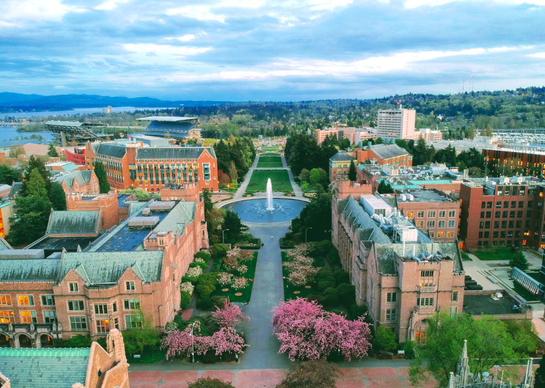 Aerial view of University of Washington in Seattle.
