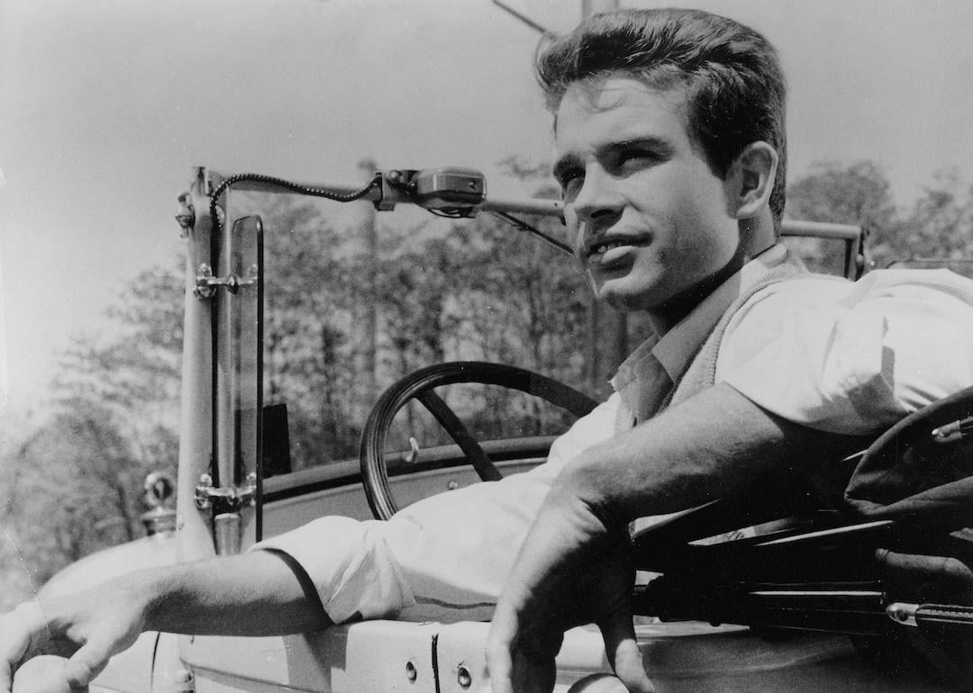 Actor Warren Beatty in car in a scene from the 1961 film 'Splendor in the Grass.'