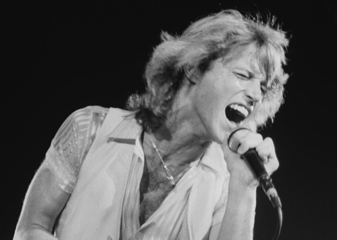 Singer and songwriter Andy Gibb performing on stage in 1978.