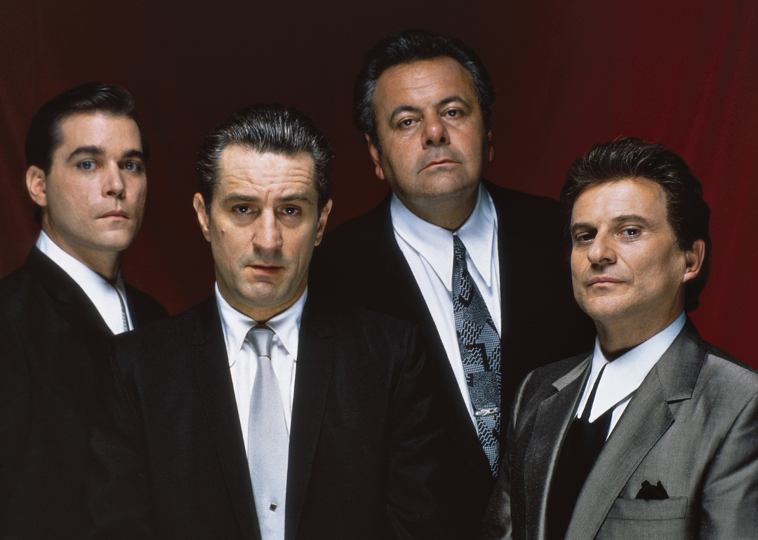 American actors Ray Liotta, Robert de Niro, Paul Sorvino and Joe Pesci on the set of Goodfellas written and directed by Martin Scorsese.