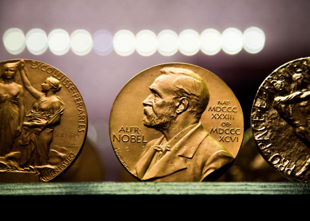 Nobel medals on display at Björkborn's mansion.