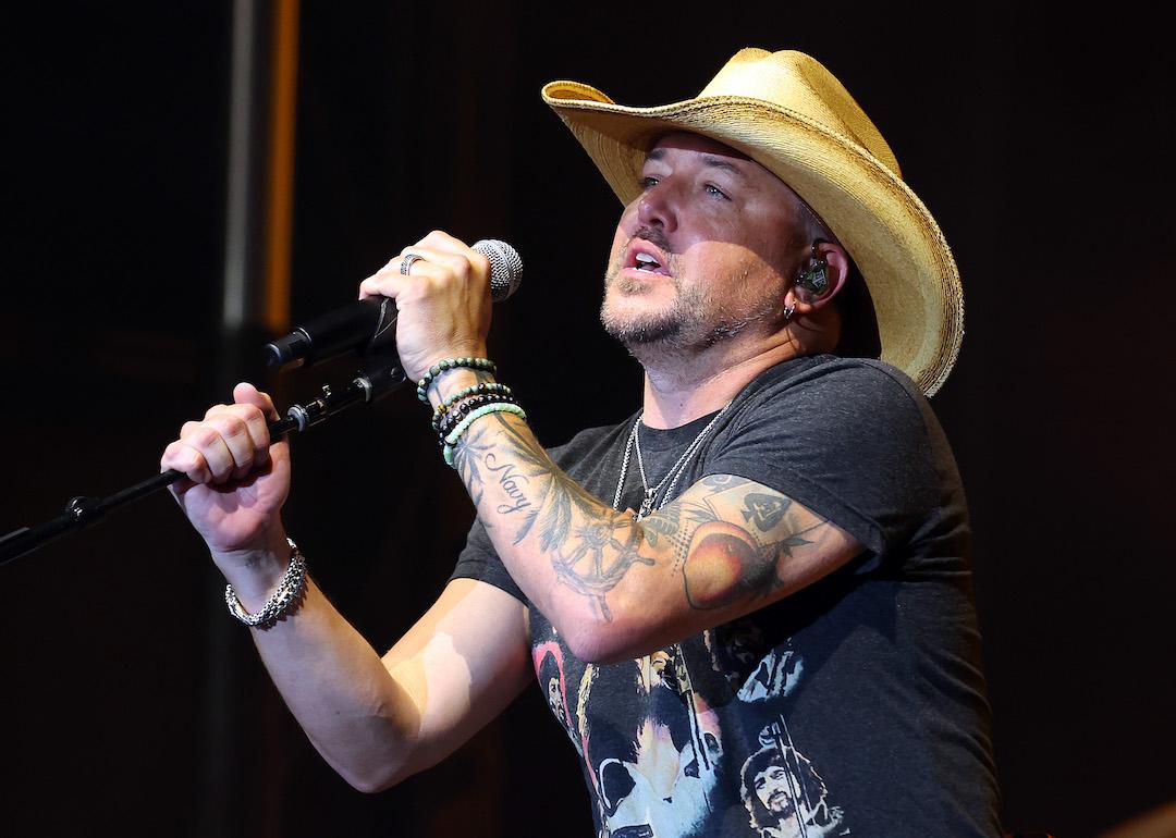 Jason Aldean performs at the 2023 ACM Lifting Lives Topgolf Tee-Off and Rock On Fundraiser on May 10, 2023 in The Colony, Texas.