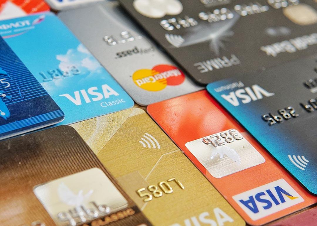 close up of mix of credit cards 