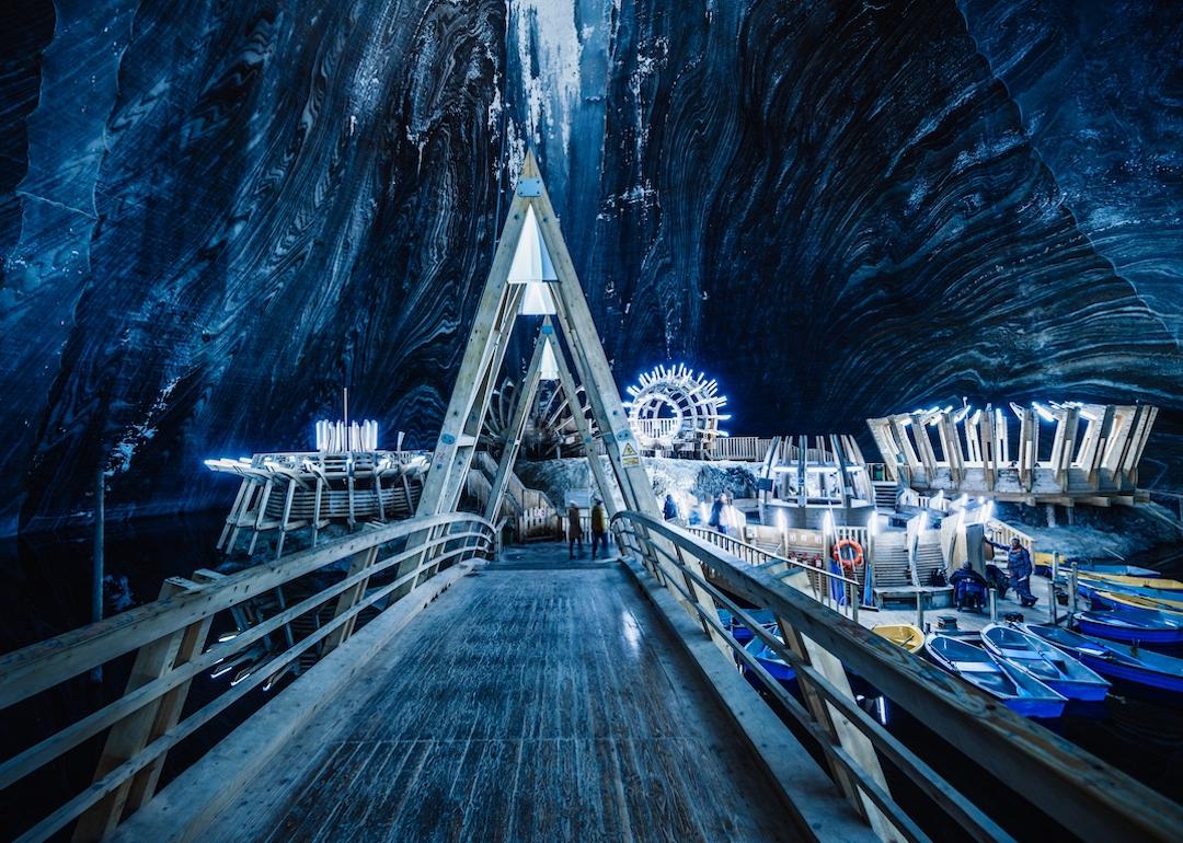 Salina Turda, an underground theme park in a big salt mine, in Romania.