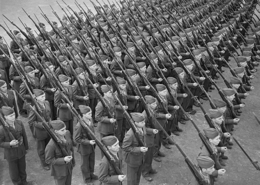 U.S. Marine recruits at Parris Island, South Carolina in 1941.