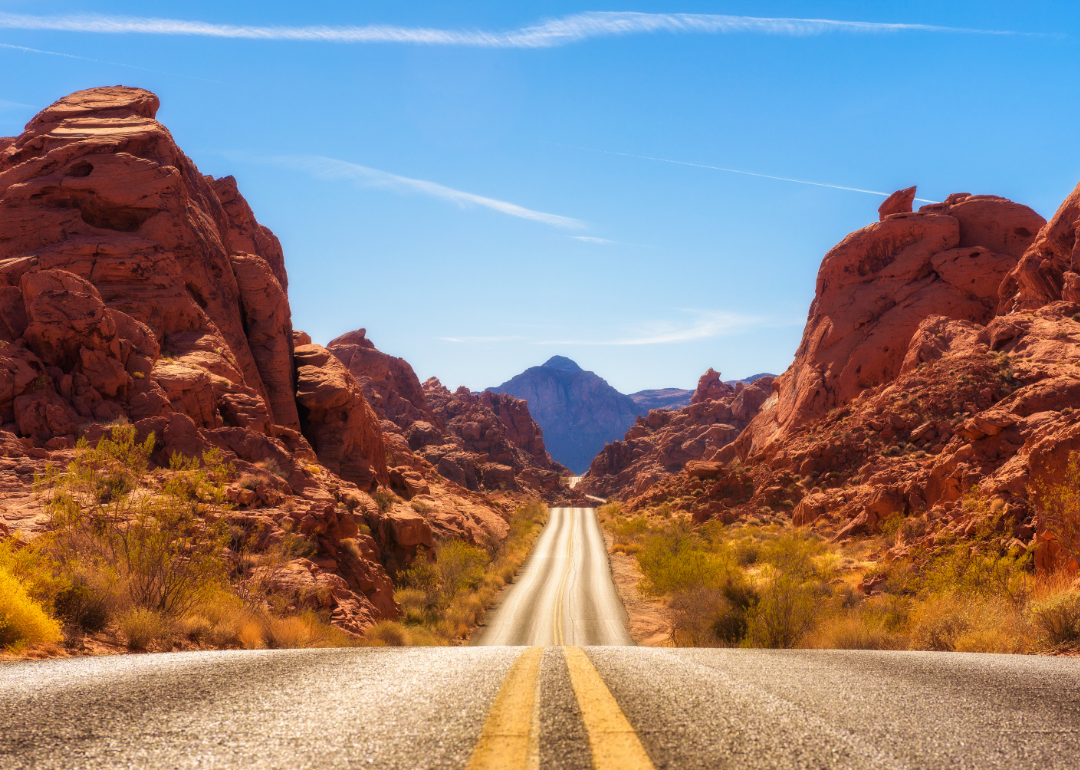 Road running through the Valley of Fire in Nevada.