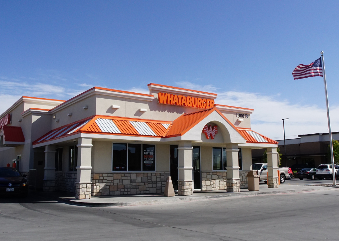 View of popular fast food restaurant Whataburger in El Paso, Texas