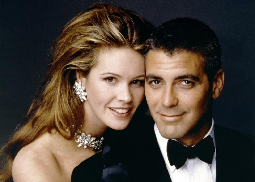 Elle Macpherson and George Clooney on the set of 'Batman & Robin.'
