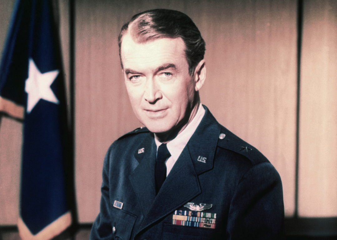 Actor James Stewart wears his Air Force Reserve uniform, from which he retired as a Brigadier General in 1959. 