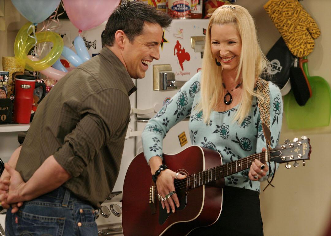 Matt LeBlanc and Lisa Kudrow crack each other up on the set of the hit NBC series 'Friends' in 2003.