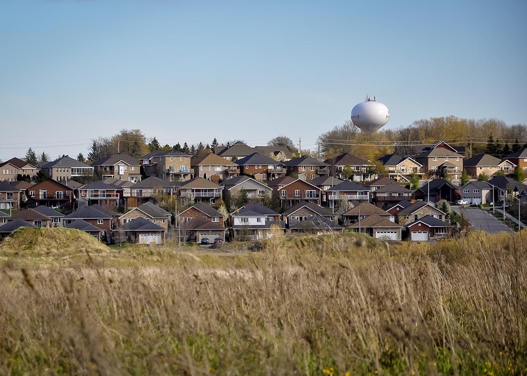 View of rows of homes in Ontario, CA