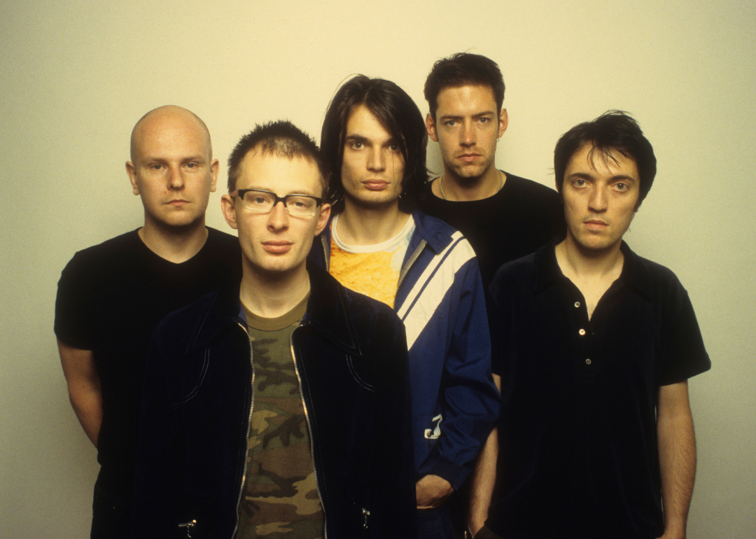 Rock band Radiohead poses for a portrait at Capitol Records during the release of their album OK Computer in Los Angeles, California on June 12, 1997. 