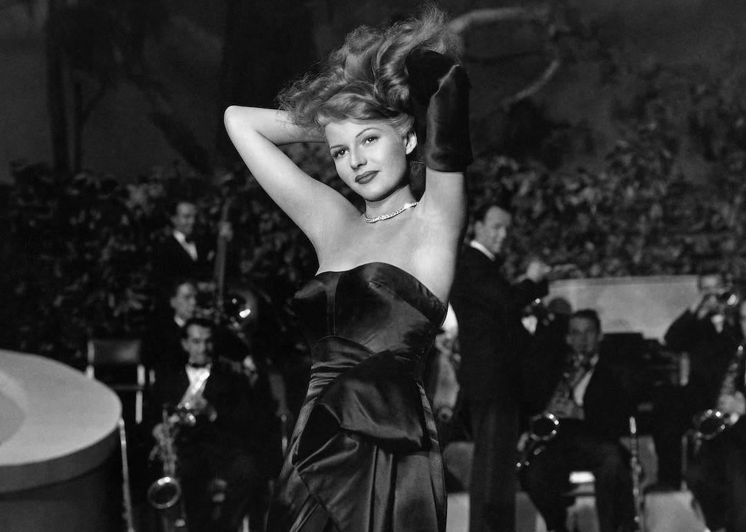 Actor Rita Hayworth in her black strapless dress in 'Gilda,' singing 'Put the Blame on Mame, Boys.'