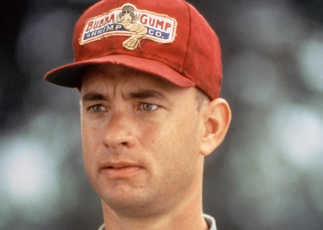 Actor Tom Hanks in a Bubba Gump hat in the 1994 movie 'Forrest Gump.'