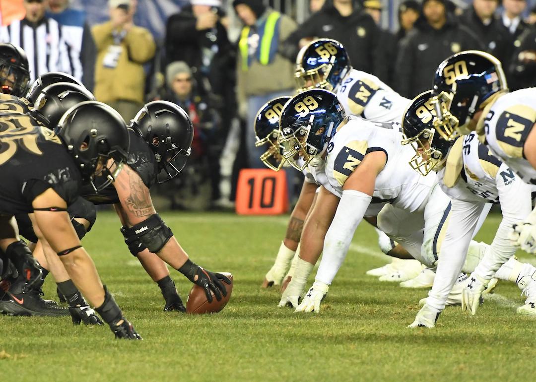 Army prepares to snap the ball against Navy during the Army-Navy game on Dec. 8, 2018, at Lincoln Financial Field in Philadelphia.