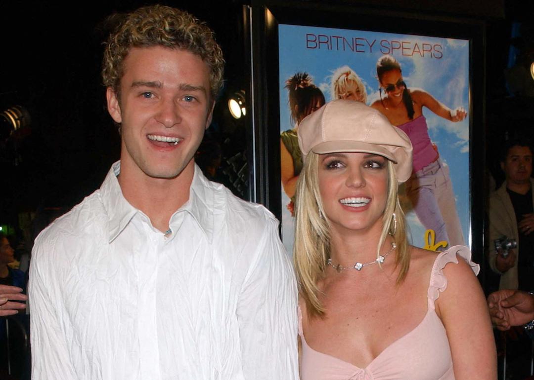 Justin Timberlake and Britney Spears attend the premiere of 'Crossroads' in Hollywood on Feb. 11, 2002.