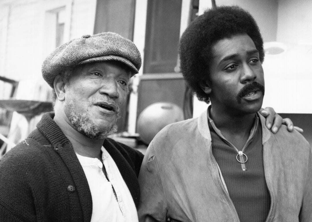 Actors Redd Foxx and Demond Wilson of the TV show 'Sanford & Son' pose for a portrait in 1974.