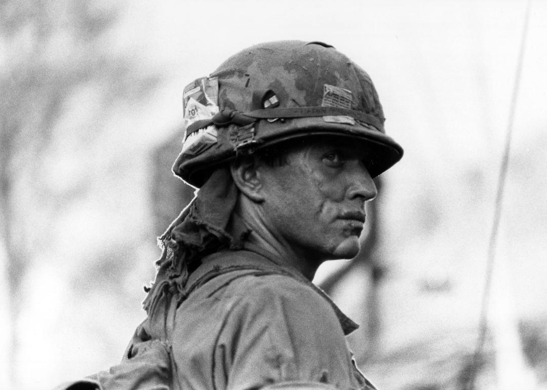 merican actor Tom Berenger during the filming of the film 'Platoon' in April 1986 in the Philippines