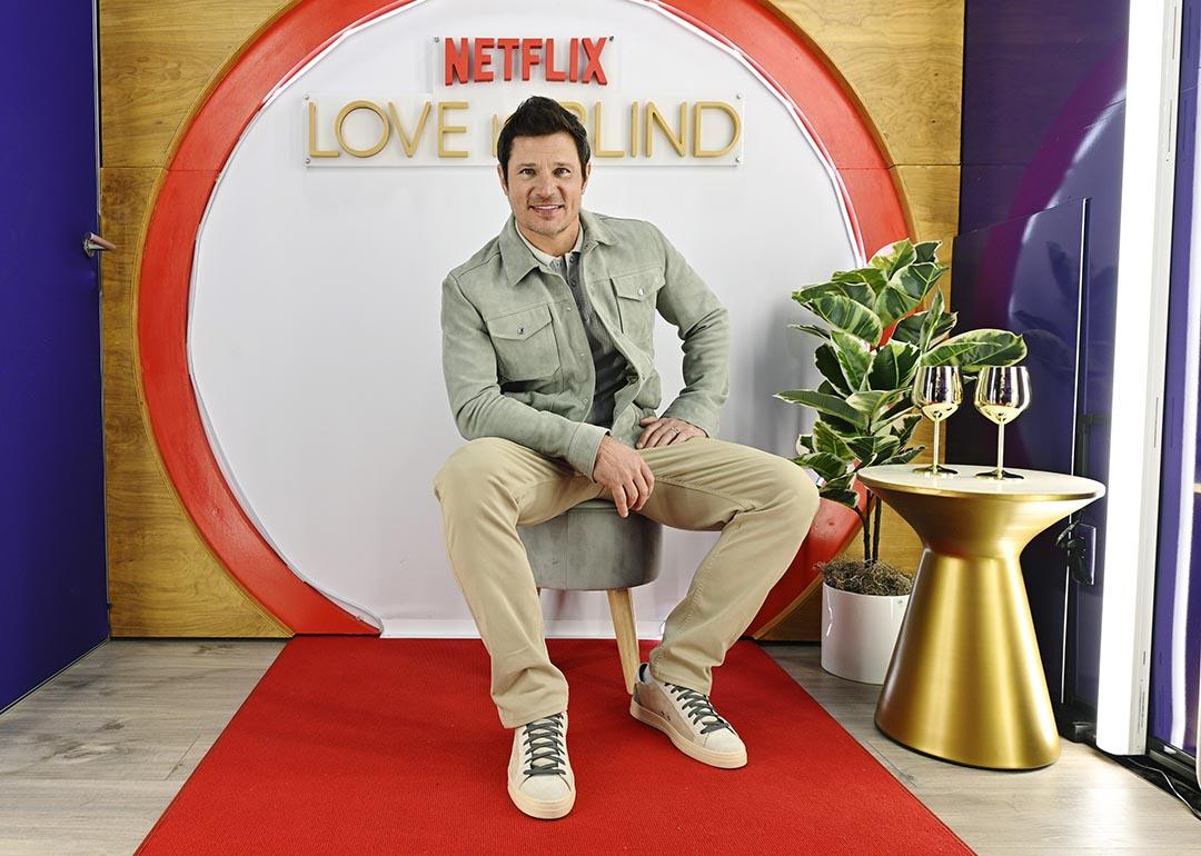 Love is Blind host Nick Lachey poses for a portrait in New York City at a Netflix event.