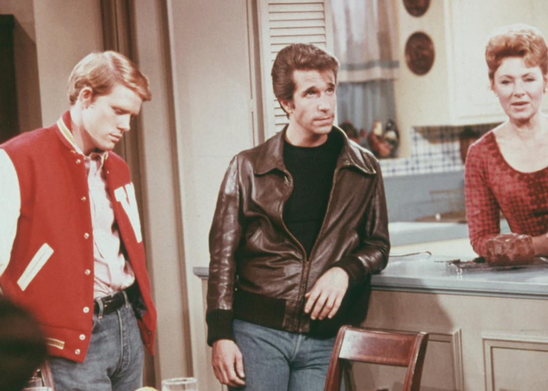 Ron Howard, Henry Winkler, and Marion Ross in 'Happy Days’.
