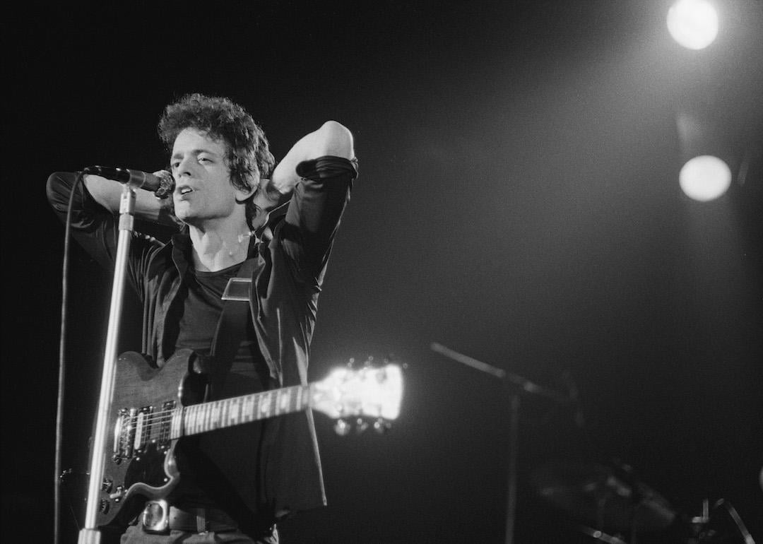 Singer-songwriter Lou Reed performing at the Hammersmith Odeon in 1975.