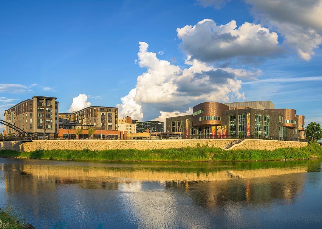 Downtown Eau Claire, WI from across the Eau Claire River.