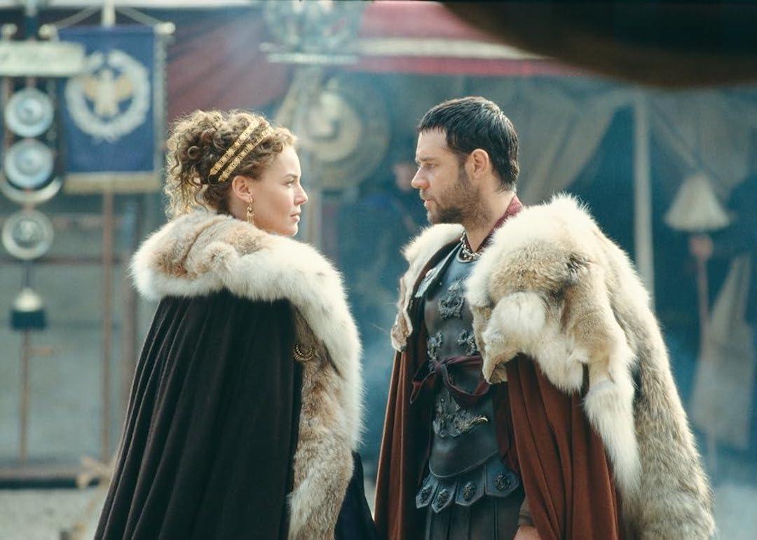 Actors Connie Nielsen and Russell Crowe in 'Gladiator.'