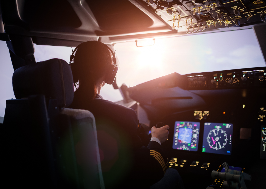 A pilot flying a large passenger airplane