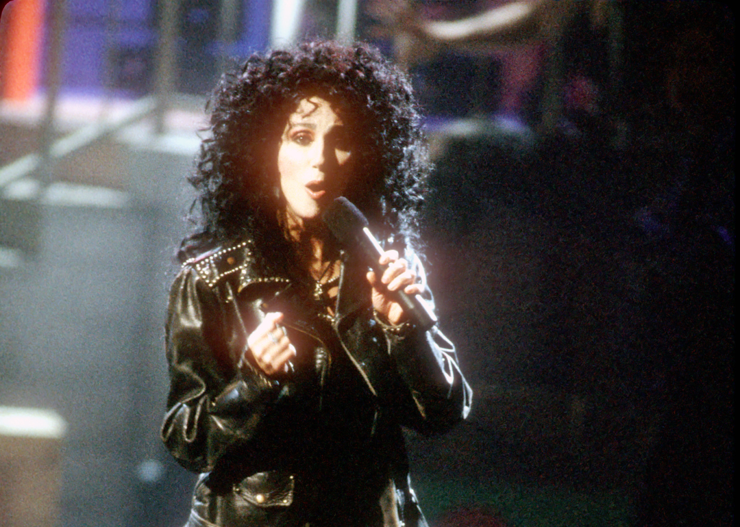 Cher performs her song 'If I Could Turn Back Time' on the battleship USS Missouri for the music video of the song