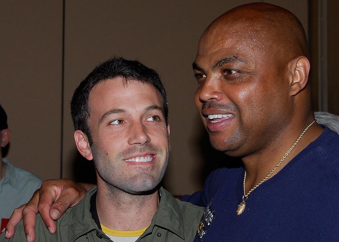 ctor Ben Affleck and Broadcaster Charles Barkley of TNT arrive at 2nd Annual AUFA Celebrity Poker Tournament at the Rio Hotel & Casino in 2008 in Las Vegas.