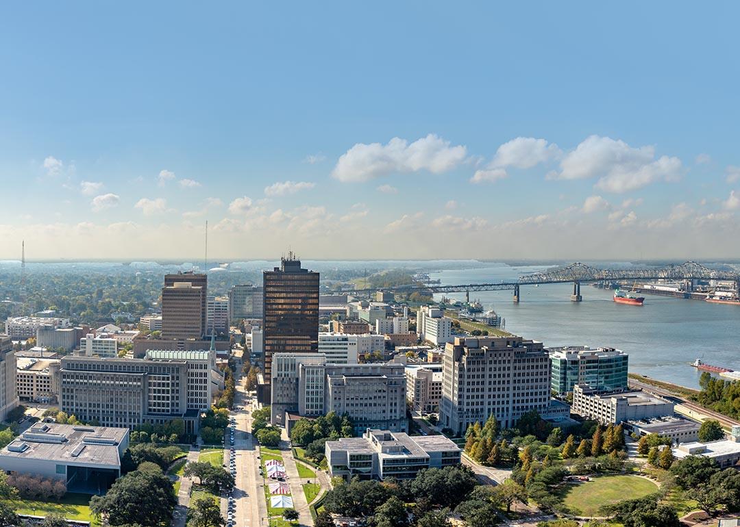 Scenic view of downtown Baton Rouge in morning light, Louisiana.